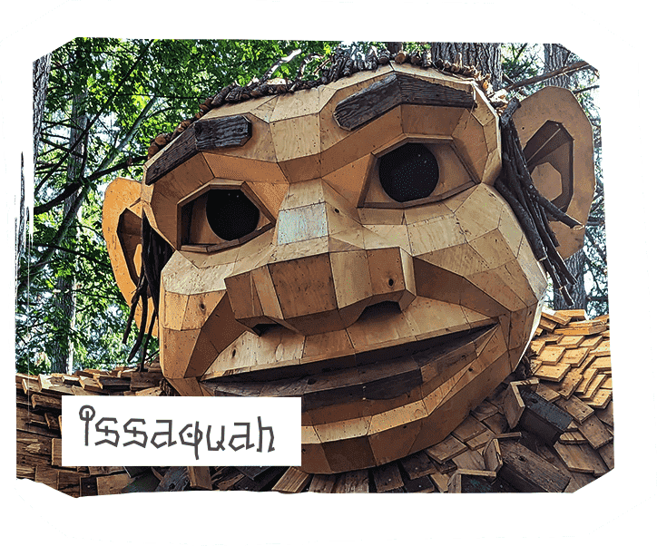 Northwest Trolls whimsical sculpture installation in Issaquah, Washington